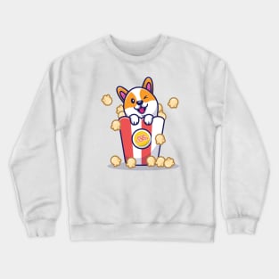 Cute Corgi Dog With Popcorn Crewneck Sweatshirt